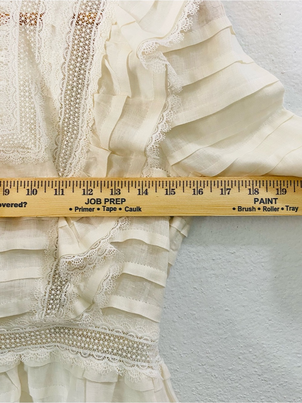 Zimmerman Allia Pintuck High Neck Linen Top Ivory Size 1 US 6 Ruffle Lace Luxury - Picture 10 of 16